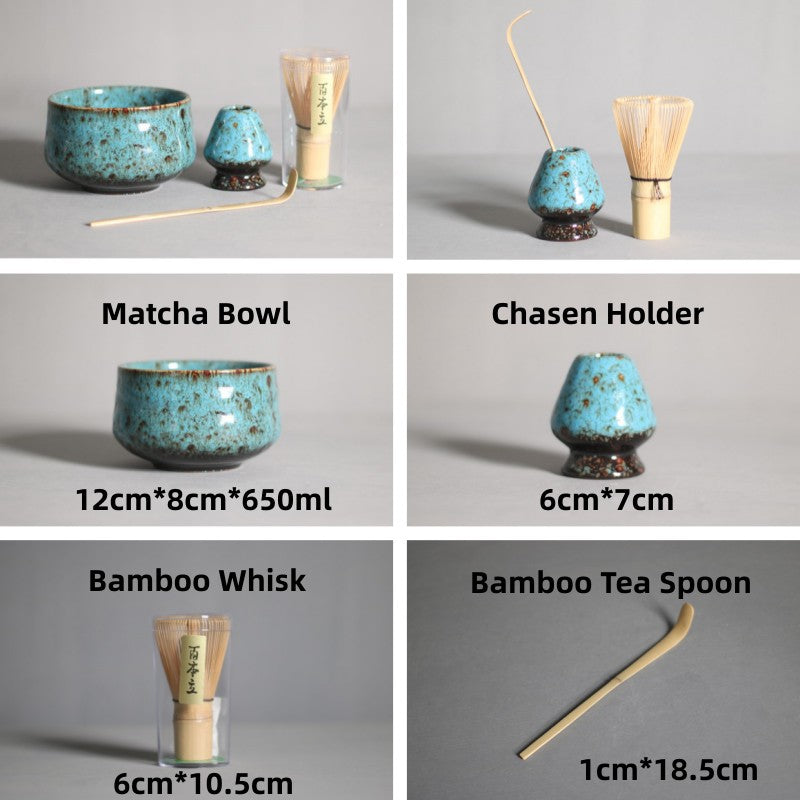 Ceramic Matcha Tea Set With Bamboo Whisk|Japanese Matcha Bowl Set - TeaCeremonyLife