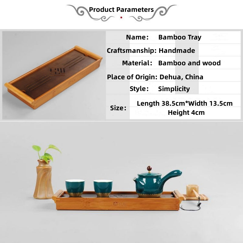 Bamboo Tea Tray with Water Storage|Gong Fu Tea Tray with Handle - TeaCeremonyLife