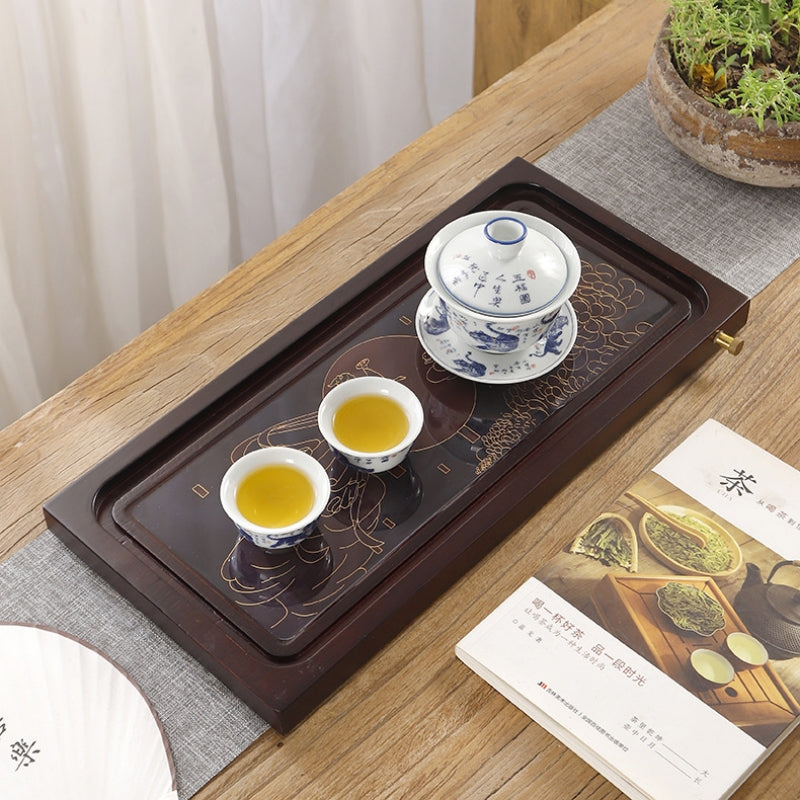 Heat Change Crafted Wood Tea Tray with Drain|Gong Fu Tea Tray - TeaCeremonyLife