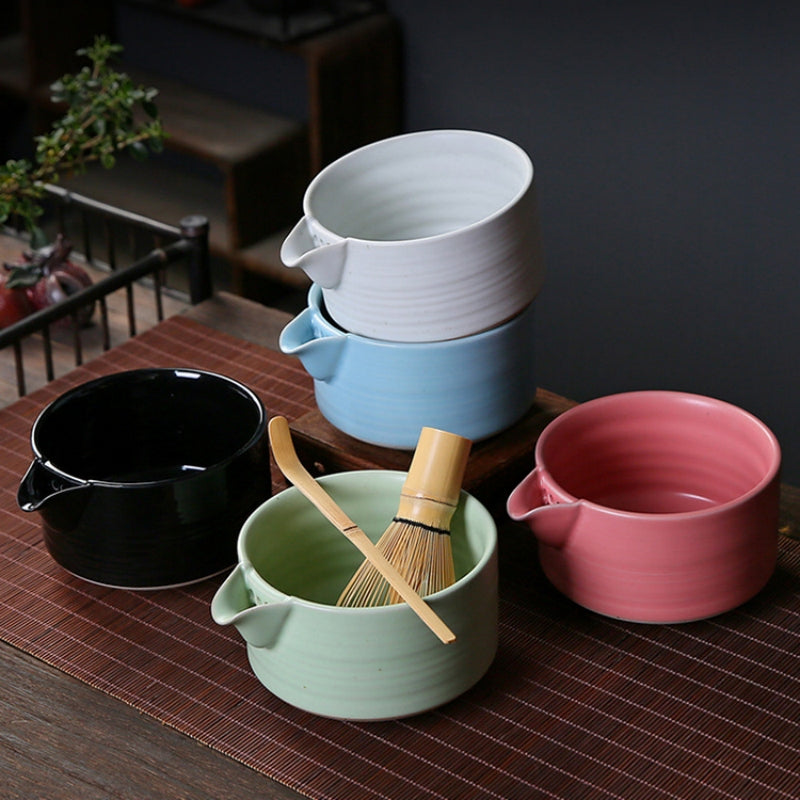 Ceramic Matcha Tea Set With Spout|Matcha Set with Bamboo Whisk - TeaCeremonyLife