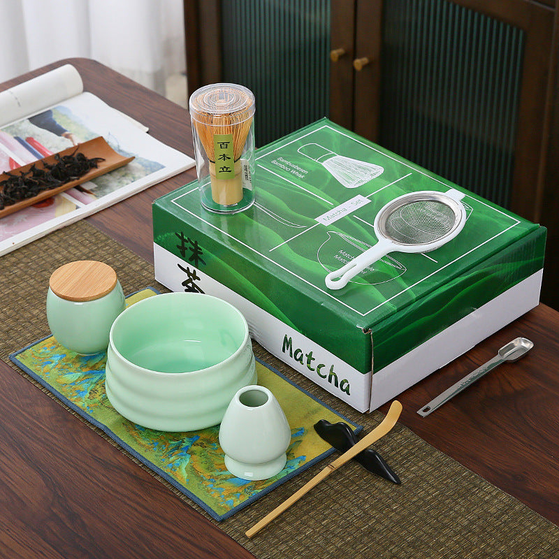 Ceramic Matcha Set with Bamboo Whisk|Japanese Tea Set - TeaCeremonyLife