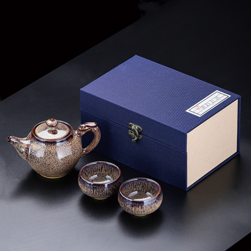 Jun Kiln Ceramic Tea Set with 2 Cups|Chinese Gong Fu Tea Set - TeaCeremonyLife