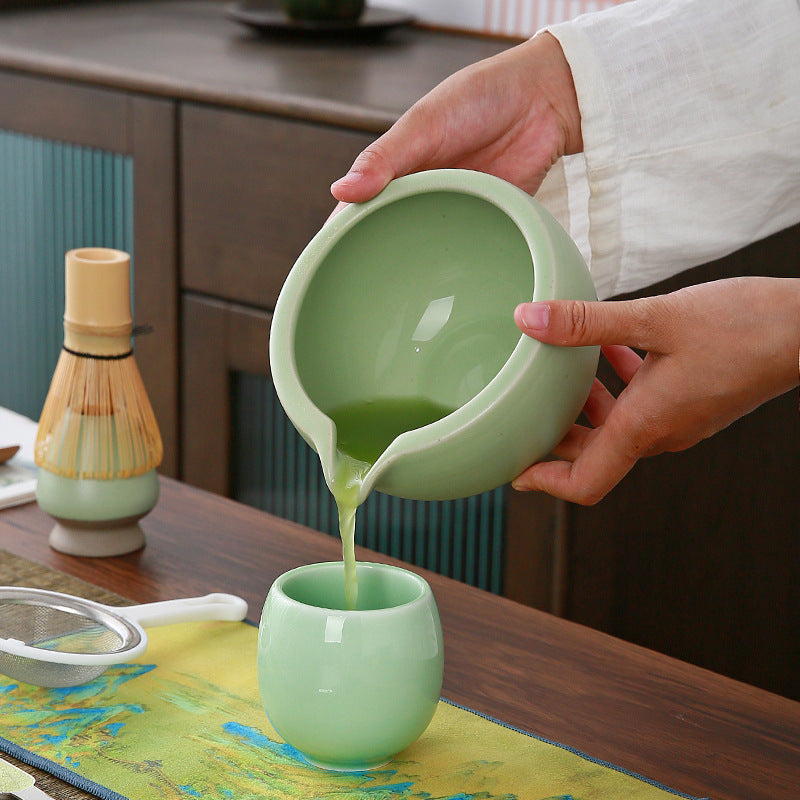 Ceramic Matcha Set with Spout|Matcha set with Bamboo Whisk|Japanese Matcha Tea Set - TeaCeremonyLife