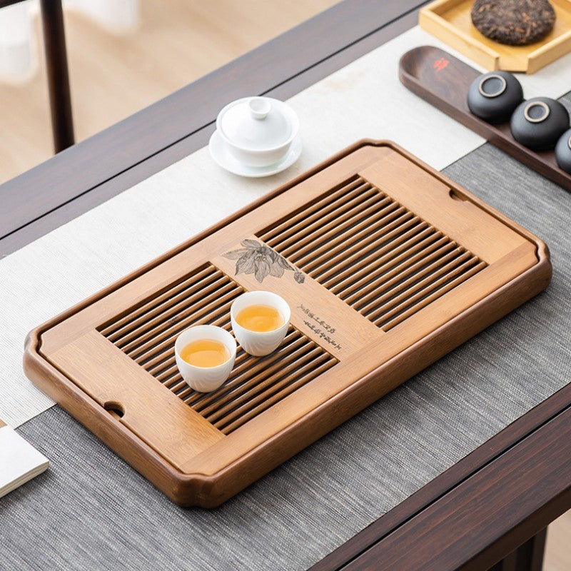 Wooden Gong Fu Tea Tray with Drainage|Tea Tray with Water Storage - TeaCeremonyLife