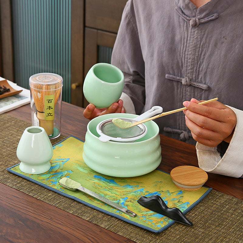 Ceramic Matcha Set with Bamboo Whisk|Japanese Tea Set - TeaCeremonyLife