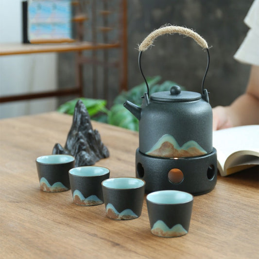 Ceramic Mountain Tea Pot Set With Warmer And Tea Tray - TeaCeremonyLife