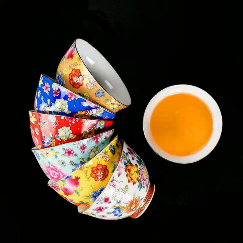 Enamel Ceramic Tea Cup Set Kung Fu Tea Cups