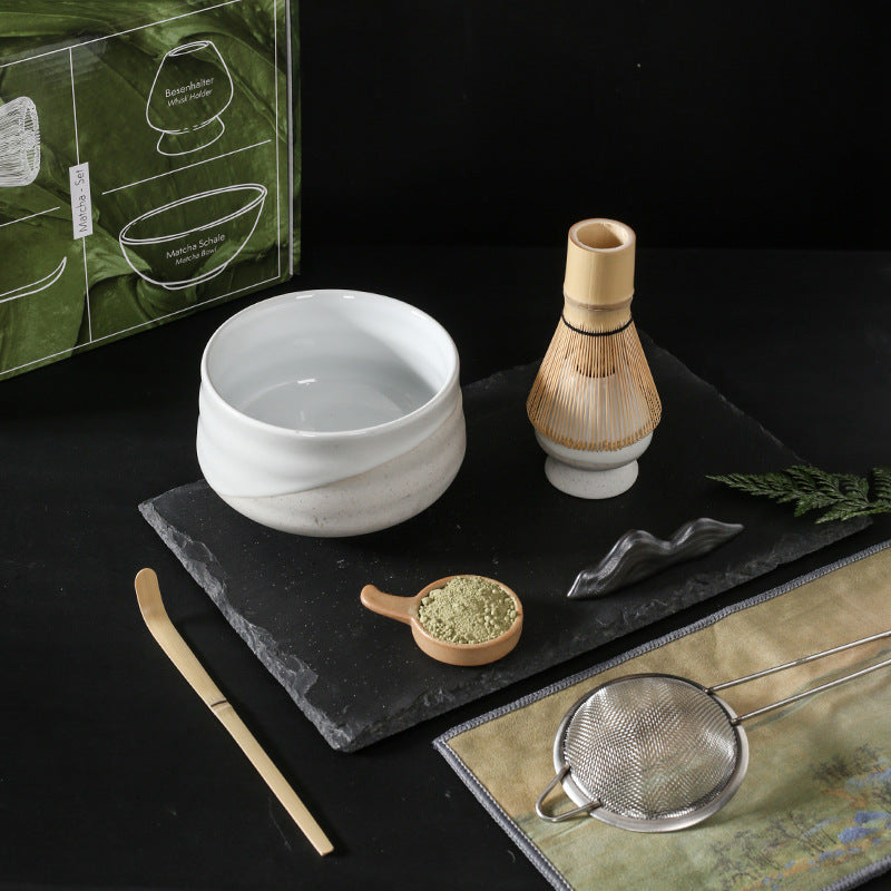 Ceramic Matcha Tea Set With Bamboo Whisk|Japanese Matcha Tea Set - TeaCeremonyLife