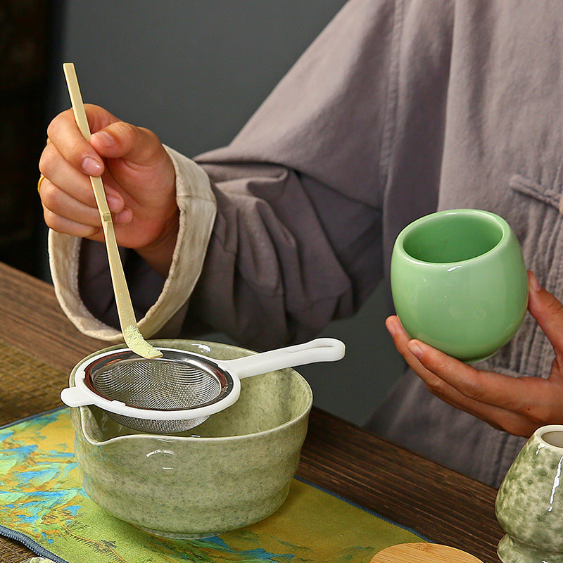 Ceramic Matcha Set with Spout|Japanese Matcha Tea Set - TeaCeremonyLife