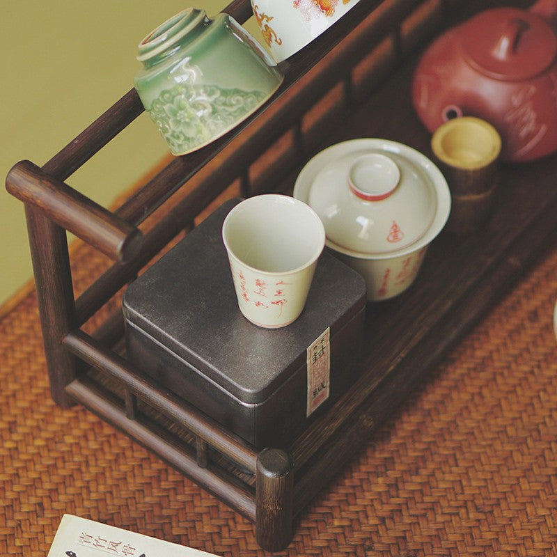 Bamboo Tea Storage Shelf|Handcrafted Bamboo Tea Cup Holder|Home Decor