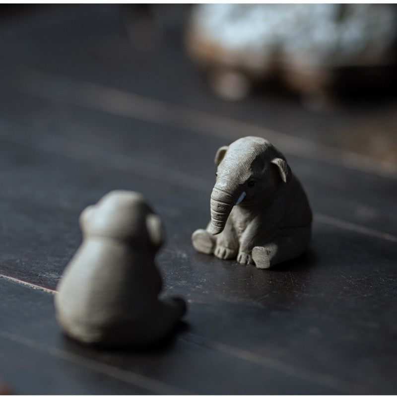 Gray Clay Tea Pet Elephant|Tea Accessories|Home Decor - TeaCeremonyLife