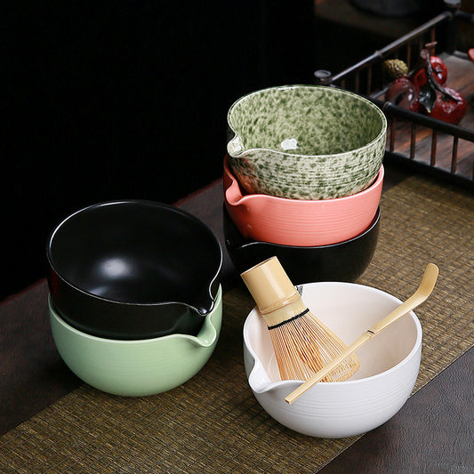 Ceramic Matcha Set with Spout|Matcha Set with Whisk|Japanese Matcha Set - TeaCeremonyLife