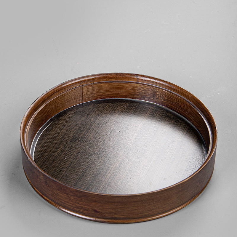 Wood Gong Fu Tea Tray With Water Storage|Round Tea Tray - TeaCeremonyLife