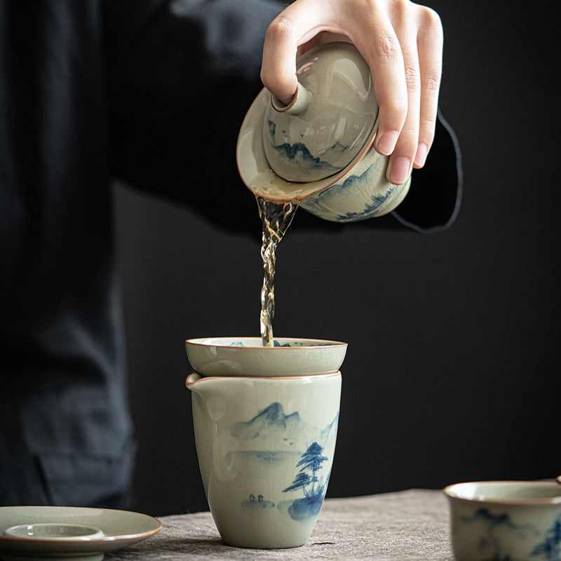 Hand Painted Celadon Tea Set|Ceramic Kung Fu Tea Set - TeaCeremonyLife