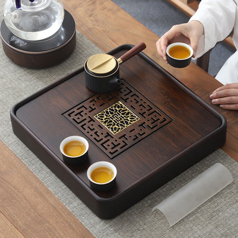 Chinese Bamboo Square Tea Tray With Drainage|Gong Fu Tea Tray - TeaCeremonyLife