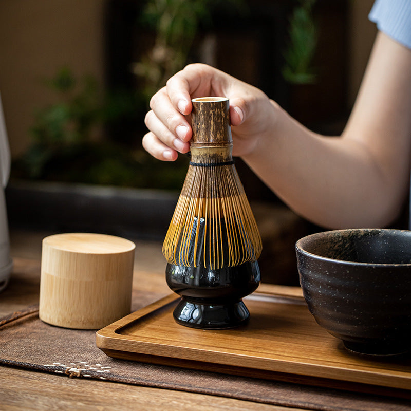 Wooden Matcha Tea Set With Tray|Ceramic Matcha Bowl Set - TeaCeremonyLife