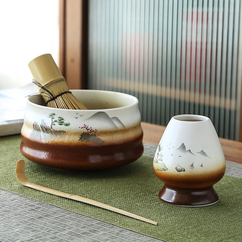 Ceramic Matcha Sets with Bamboo Whisk|Japanese Matcha Tea Set - TeaCeremonyLife