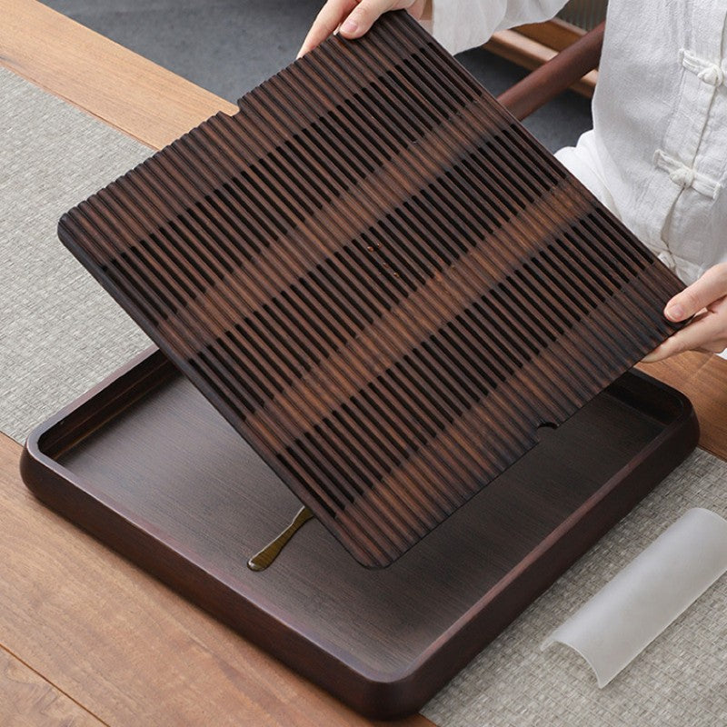 Square Wooden Tea Tray with Drainage|Chinese Gong Fu Tea Tray - TeaCeremonyLife