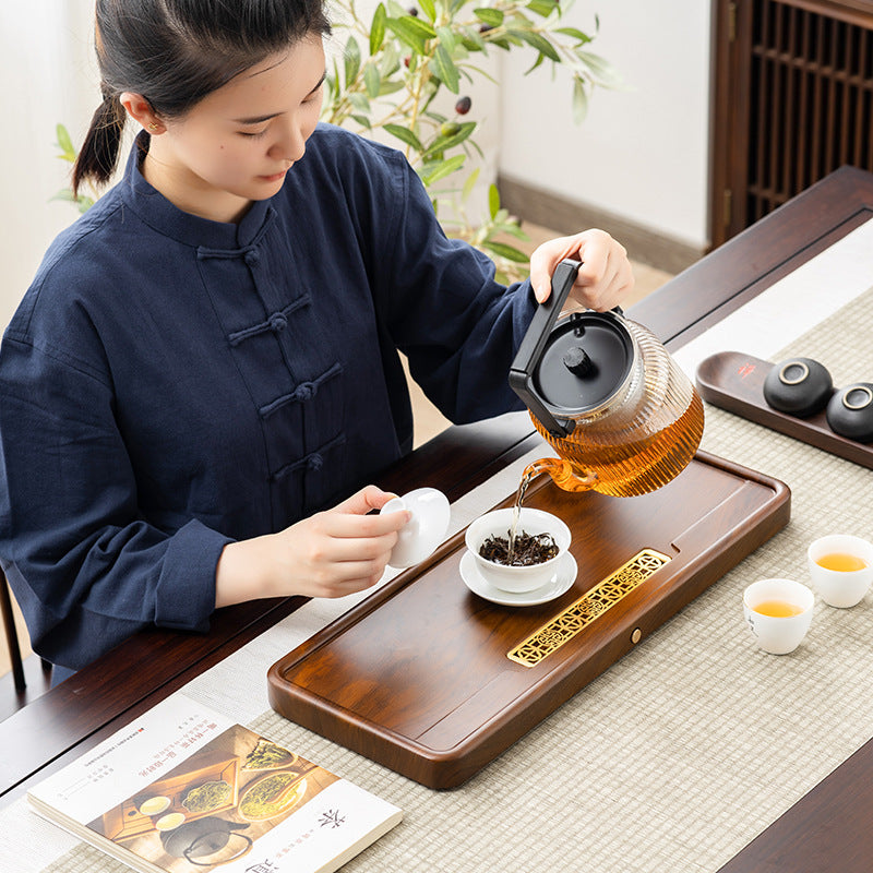 Chinese Wood Tea Tray With Drainage|Kung Fu Tea Tray - TeaCeremonyLife