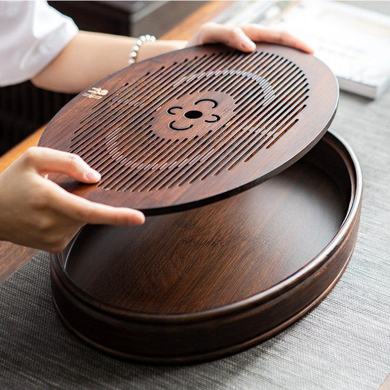 Chinese Solid Wood Tea Tray with Water Storage|Kung Fu Tea Tray - TeaCeremonyLife