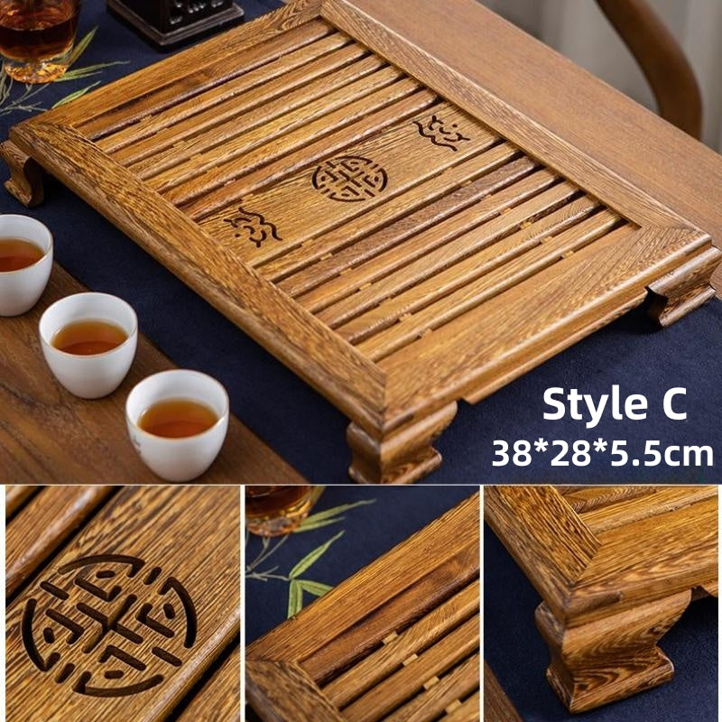 Chinese Pearwood Gong Fu Tea Tray with Drainage - TeaCeremonyLife