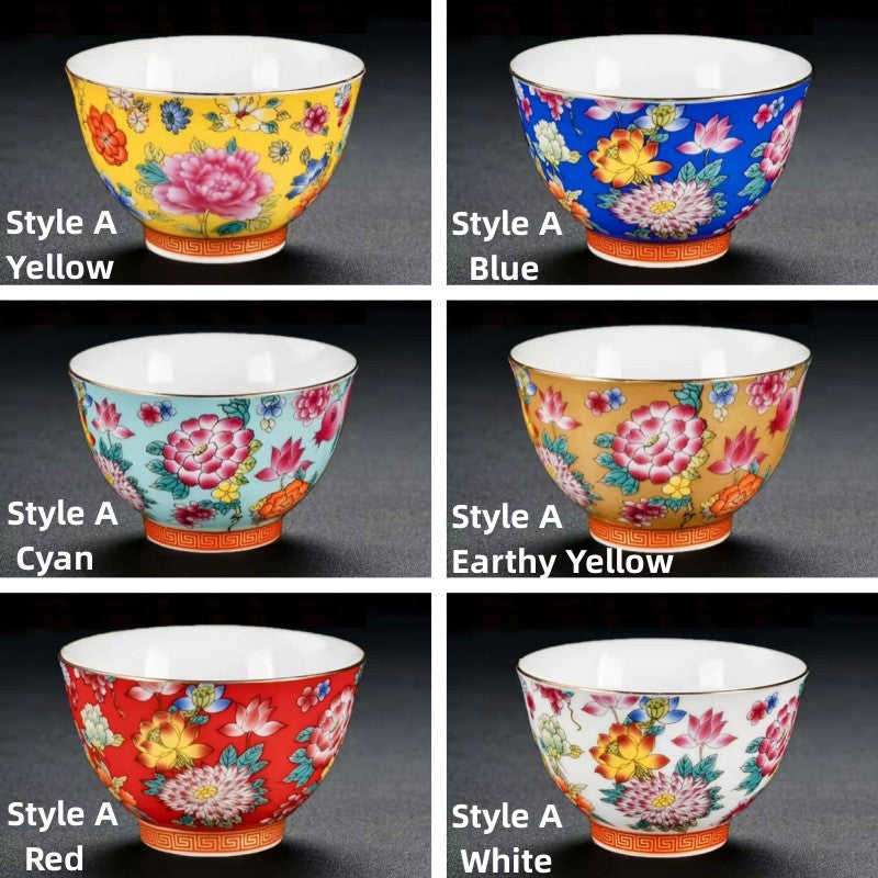 Enamel Ceramic Tea Cup Set Kung Fu Tea Cups