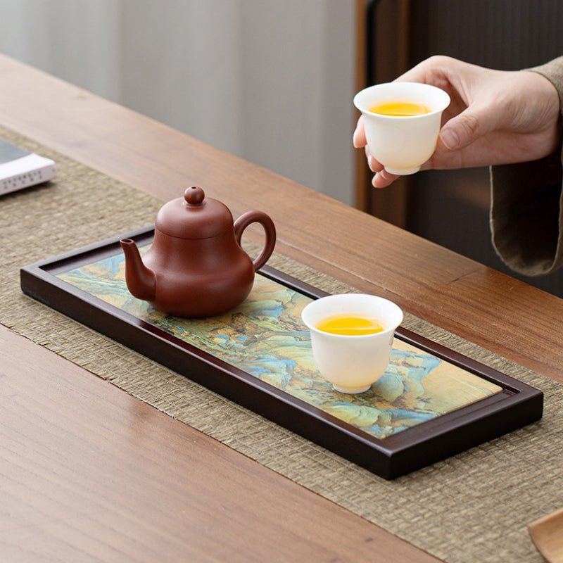 Absorbent Ceramic Tea Tray with Cup Holder|Bamboo Gong Fu Tea Tray - TeaCeremonyLife