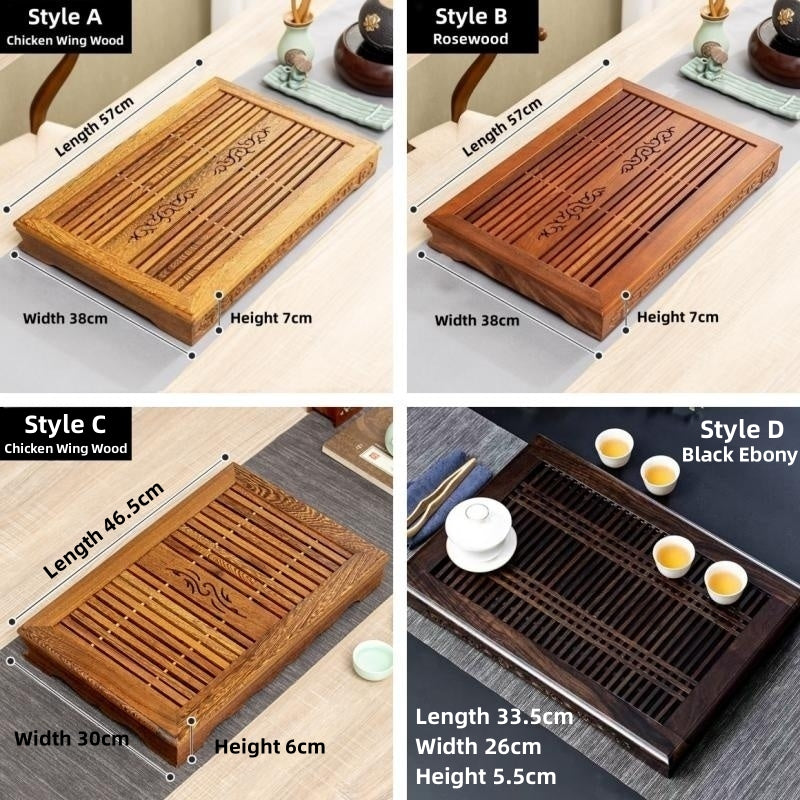 Wood Gong Fu Tea Tray With Drainage|Chinese Tea Set Tray - TeaCeremonyLife