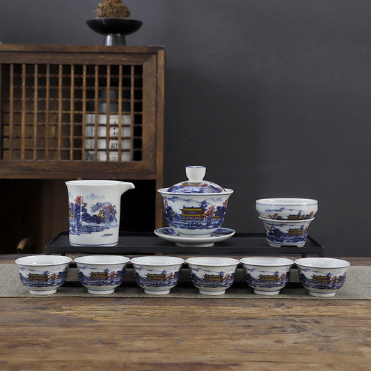 Chinese Ru Kiln Ceramic Tea Set with Cups|Gong  Fu Tea Set|Travel Tea Set - TeaCeremonyLife