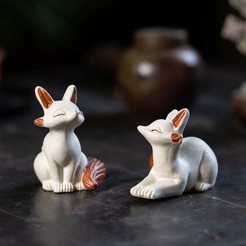 White Mud Tea Pet Spiritual Fox|Home Decor|Tea Accessories - TeaCeremonyLife