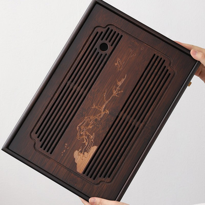 Wood Gong Fu Tea Tray With Drainage|Chinese Kung Fu Tea Tray - TeaCeremonyLife