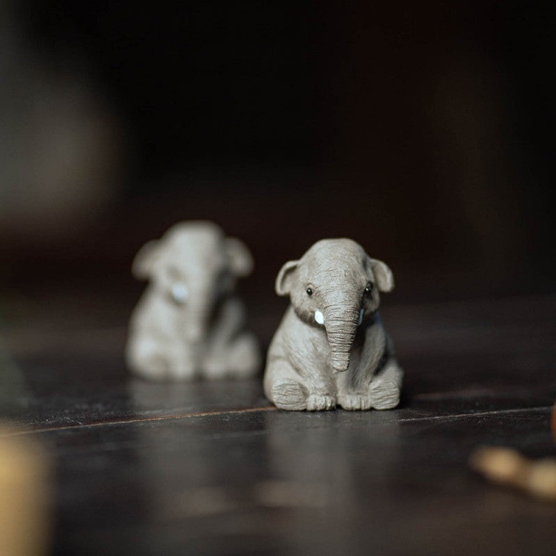 Gray Clay Tea Pet Elephant|Tea Accessories|Home Decor - TeaCeremonyLife