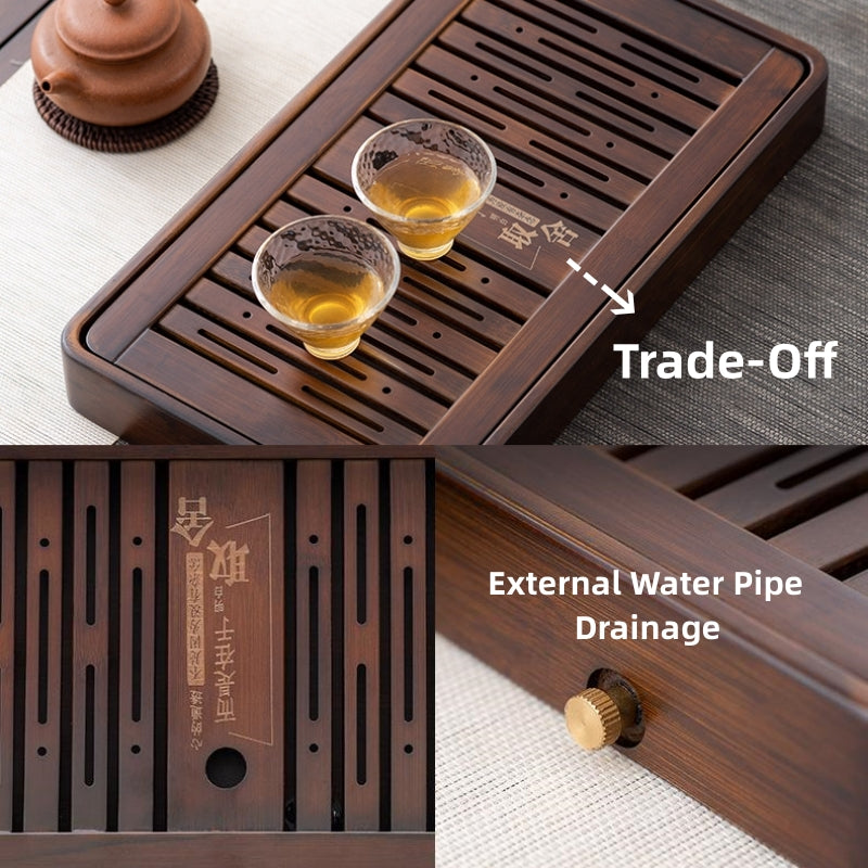 Chinese Bamboo Tea Tray with Drainage|Gong Fu Tea Tray - TeaCeremonyLife