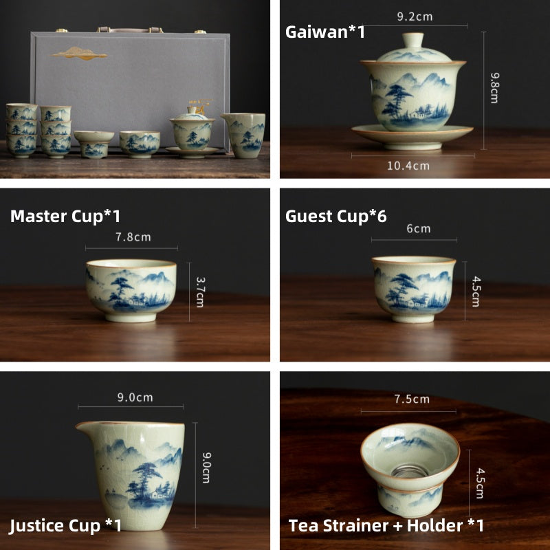 Hand Painted Celadon Tea Set|Ceramic Kung Fu Tea Set - TeaCeremonyLife