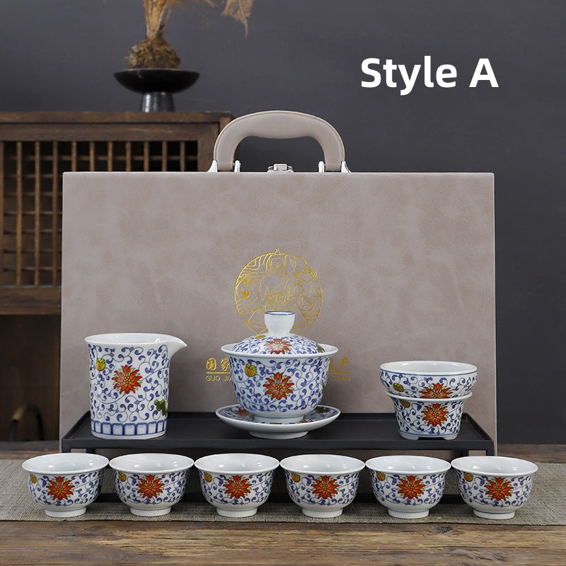 Chinese Ru Kiln Ceramic Tea Set with Cups|Gong  Fu Tea Set|Travel Tea Set - TeaCeremonyLife