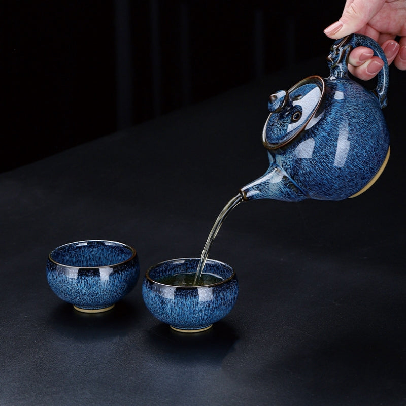 Jun Kiln Ceramic Tea Set with 2 Cups|Chinese Gong Fu Tea Set - TeaCeremonyLife