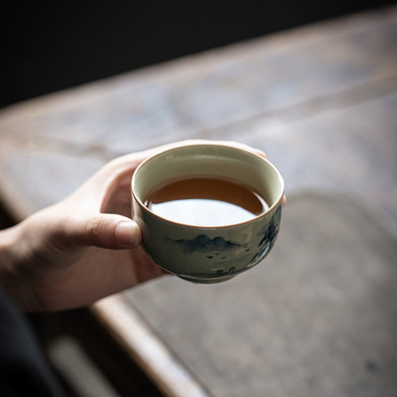 Hand Painted Celadon Tea Set|Ceramic Kung Fu Tea Set - TeaCeremonyLife