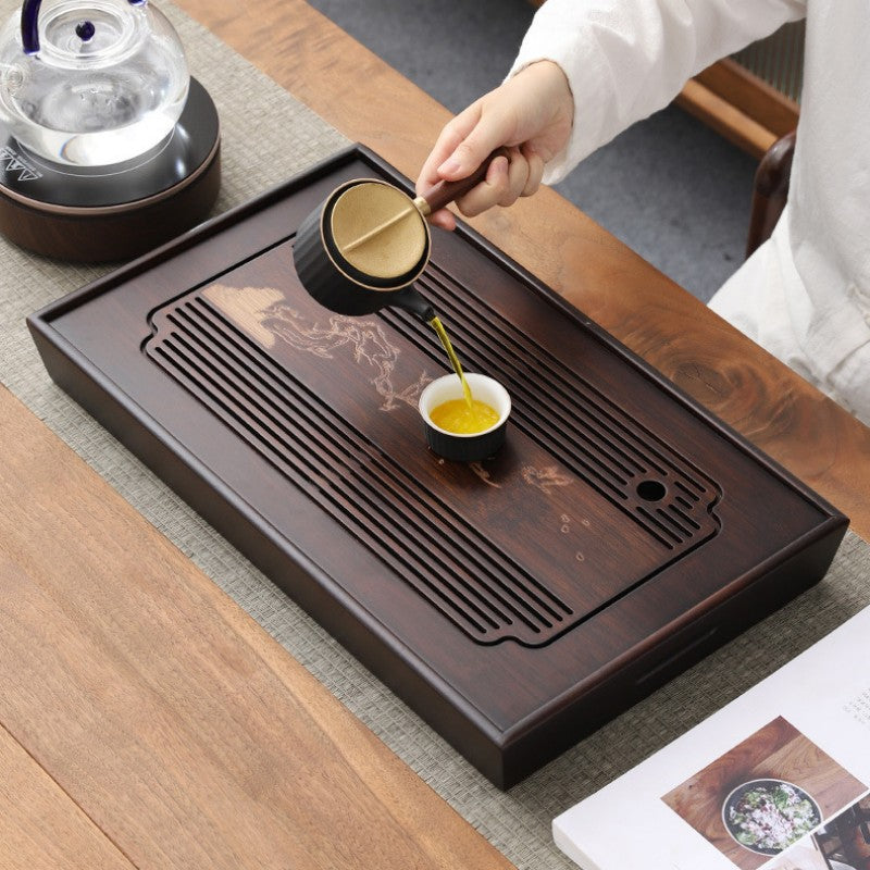 Wood Gong Fu Tea Tray With Drainage|Chinese Kung Fu Tea Tray - TeaCeremonyLife