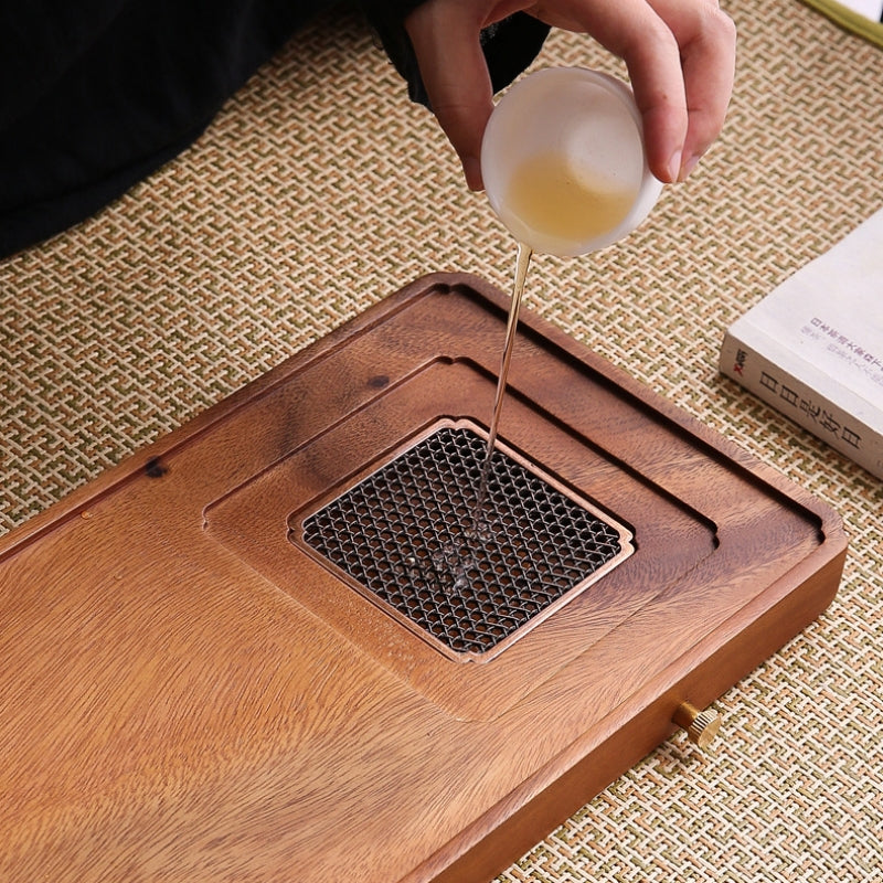 Walnut Tea Tray with Drainage|Wood Gong Fu Tea Tray - TeaCeremonyLife