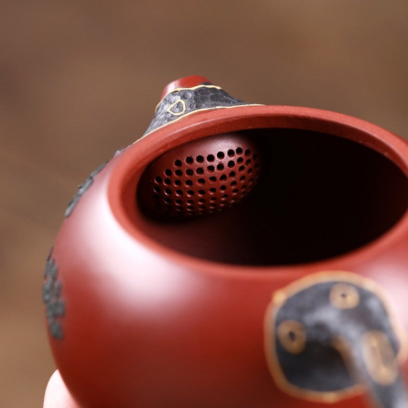 Red Mud Black Plum Blossom Tea Pot|Kung Fu Tea Pot 280ml - TeaCeremonyLife