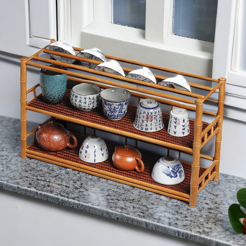 Three Tier Bamboo Cup Holder|Kitchen Organiser|Storage Cabinet - TeaCeremonyLife