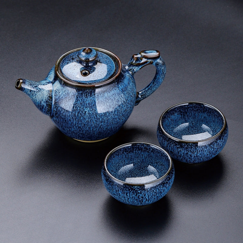 Jun Kiln Ceramic Tea Set with 2 Cups|Chinese Gong Fu Tea Set - TeaCeremonyLife