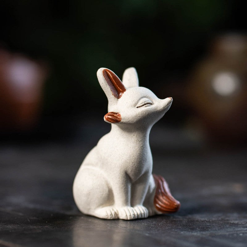 White Mud Tea Pet Spiritual Fox|Home Decor|Tea Accessories - TeaCeremonyLife