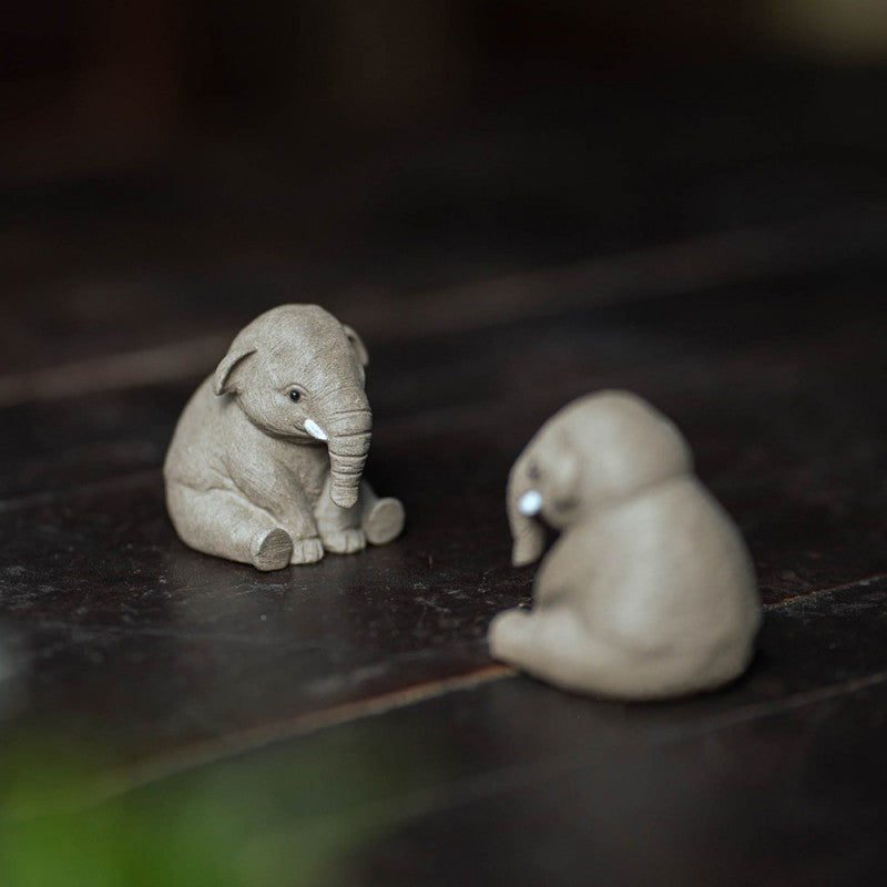 Gray Clay Tea Pet Elephant|Tea Accessories|Home Decor - TeaCeremonyLife