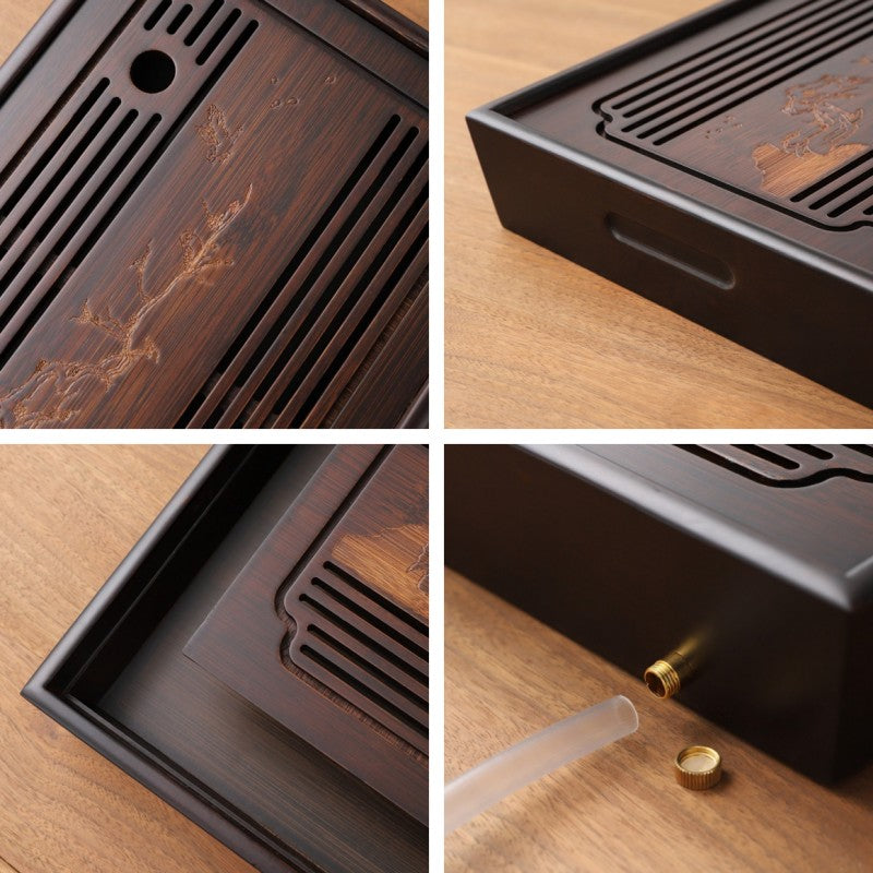 Wood Gong Fu Tea Tray With Drainage|Chinese Kung Fu Tea Tray - TeaCeremonyLife