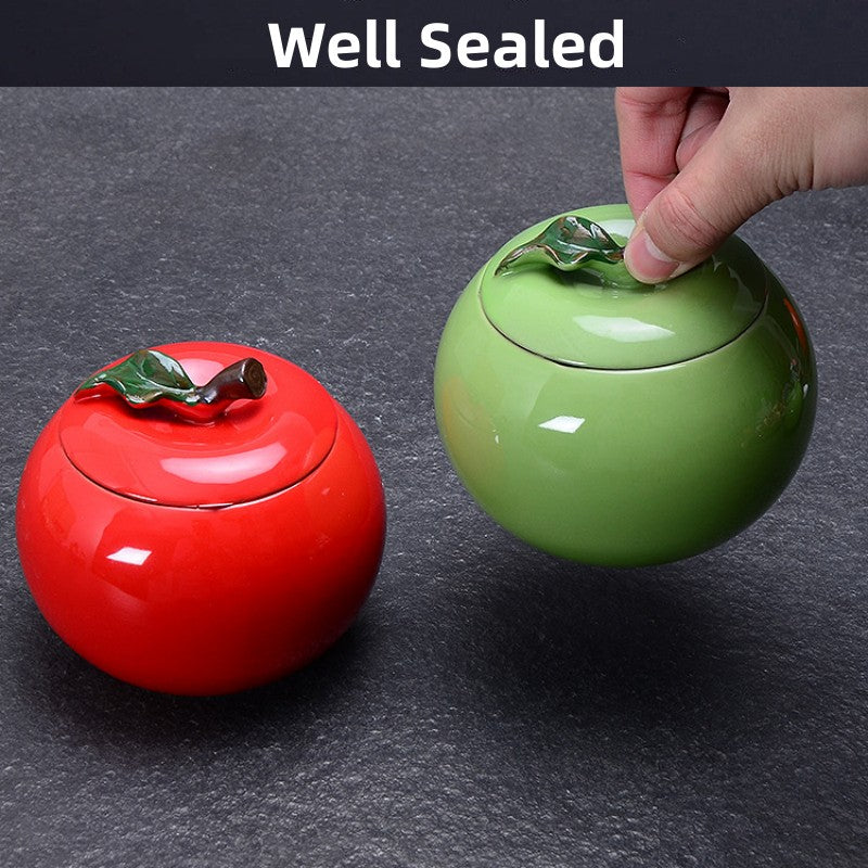 Ceramic Apple Tea Canister|Kitchen Containers