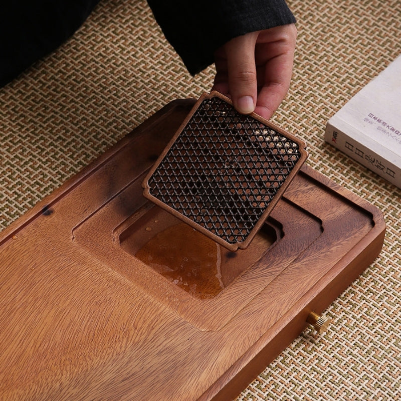 Walnut Tea Tray with Drainage|Wood Gong Fu Tea Tray - TeaCeremonyLife