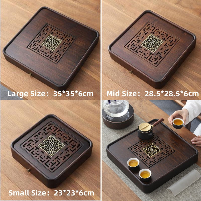 Chinese Bamboo Square Tea Tray With Drainage|Gong Fu Tea Tray - TeaCeremonyLife