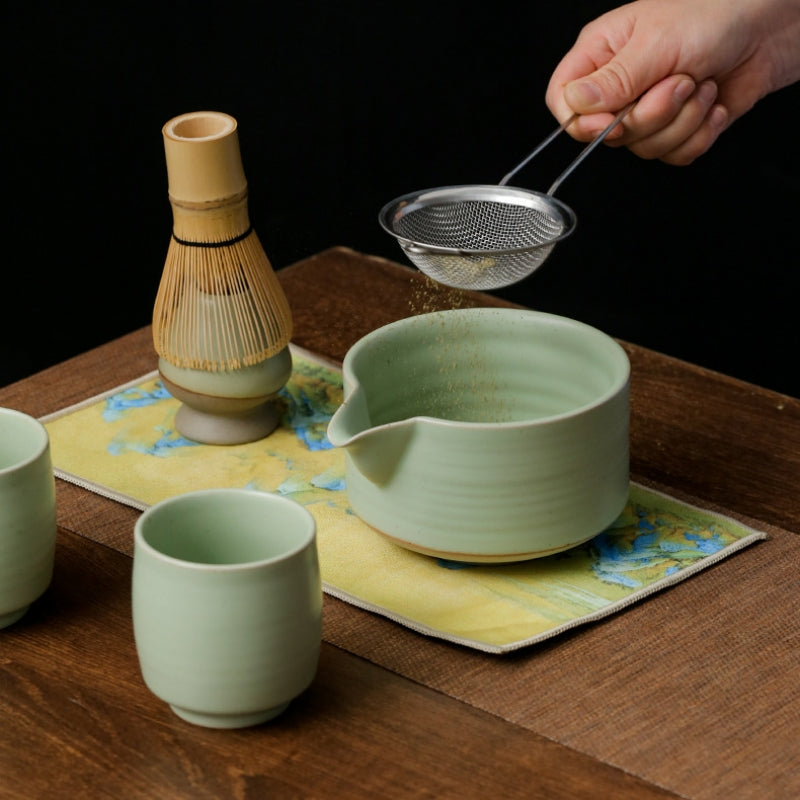 Ceramic Mastcha Set with Whisk and Cups|Japanese Matcha Tea Set - TeaCeremonyLife