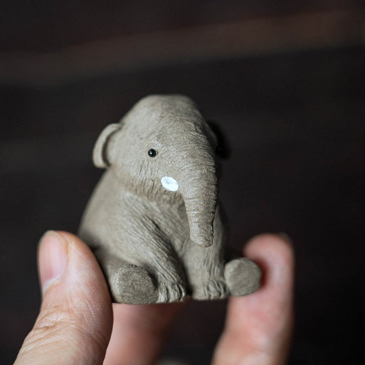 Gray Clay Tea Pet Elephant|Tea Accessories|Home Decor - TeaCeremonyLife